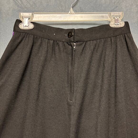Vintage Giavanni Biagiotti Wool Skirt Leather Trim Y2K 80s Midi Witchy SZ 10 - Picture 11 of 14